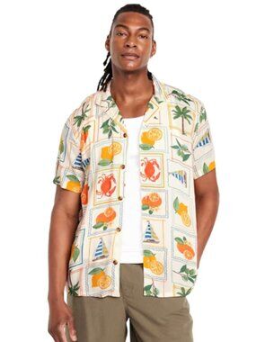 Old Navy Tropical Camp Shirt Short Sleeve Button-Down